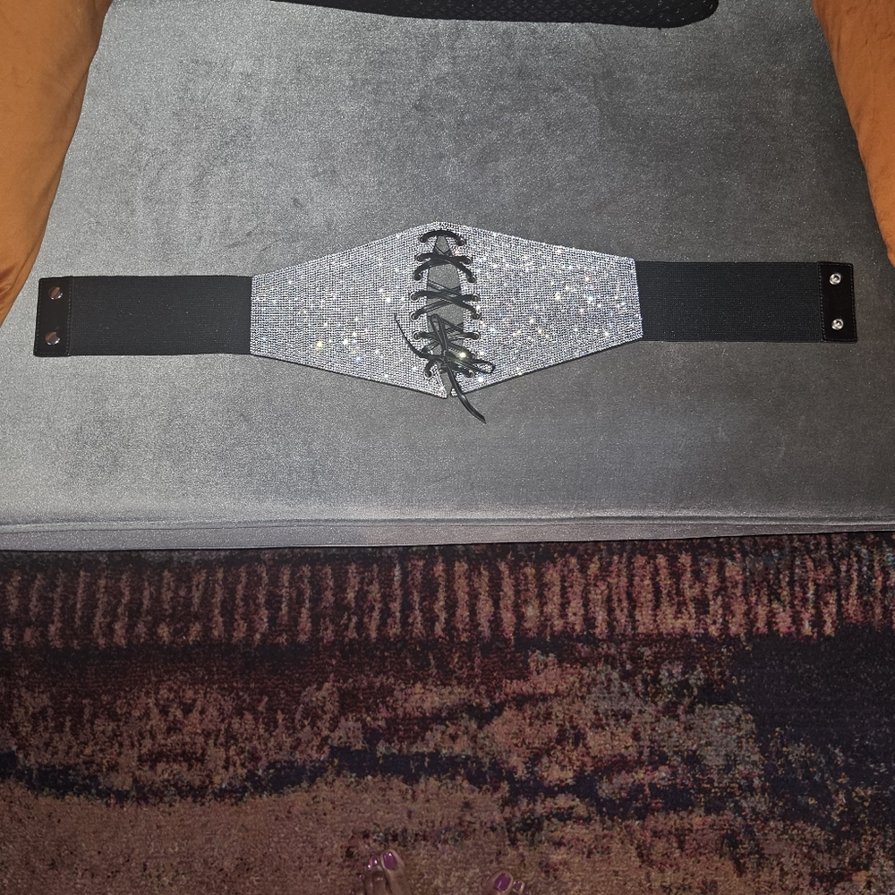 Silver Rhinestone Corset Belt NWOT
